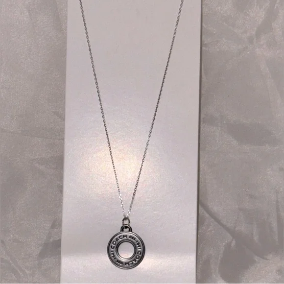 COACH Trendy Charm Necklace | Gunmetal Silver | Stainless Steel - Picture 3 of 3